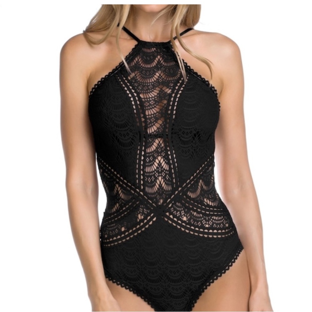 Becca Crochet One Piece Swimsuit Size Small